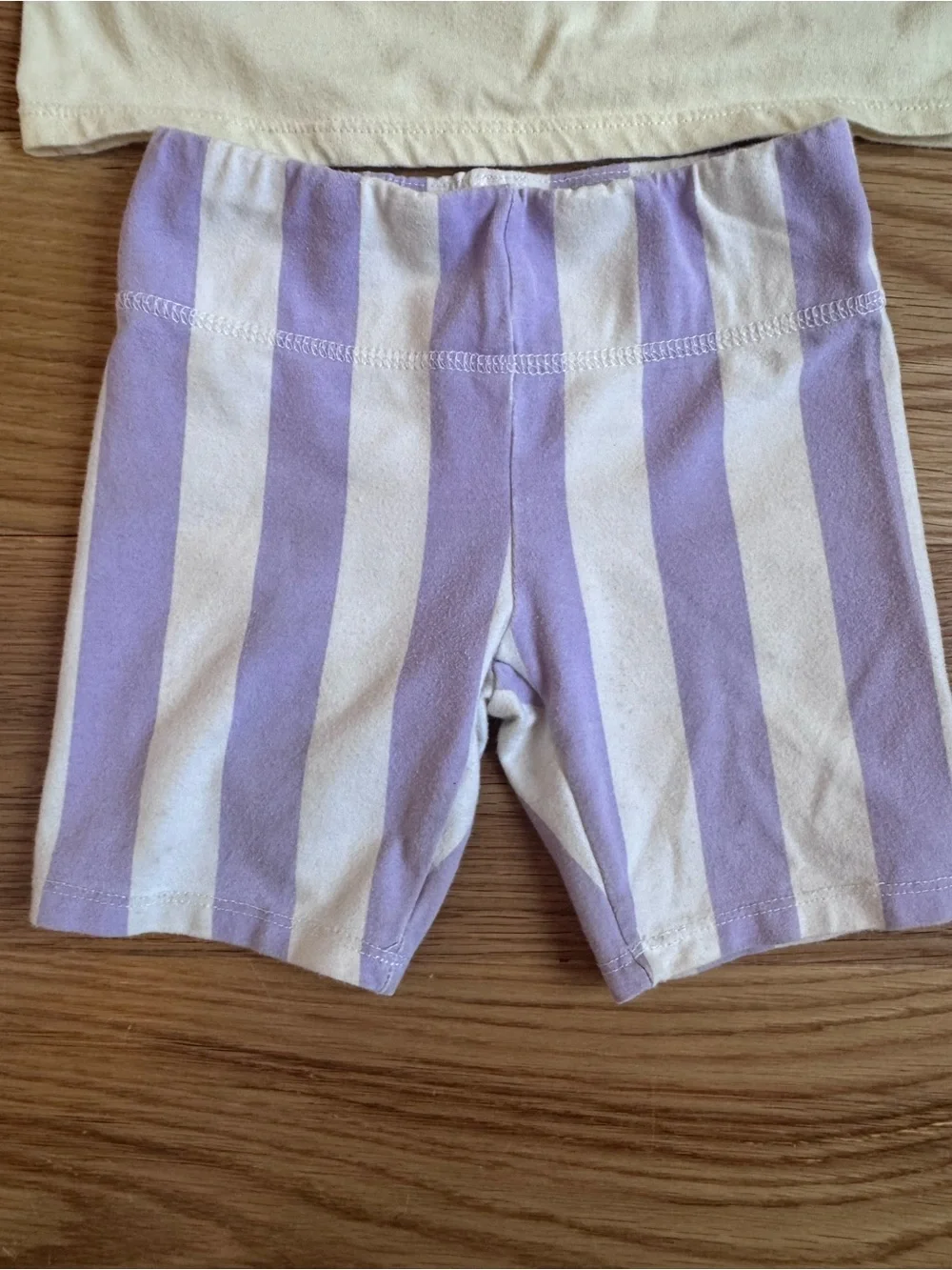 Ford Cream Bronco Graphic Tee with Purple Striped Shorts